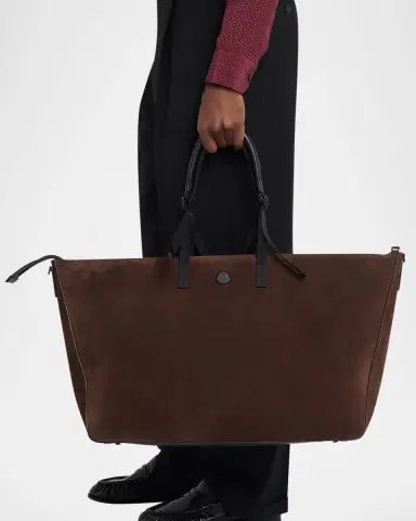 Moncler Men's Carlo Suede Leather-Trim Weekender Duffel Bag | Thumbnail 2