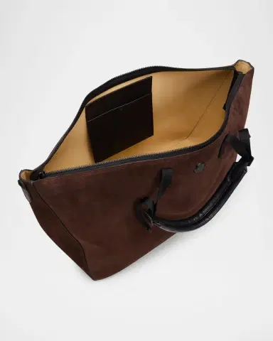 Moncler Men's Carlo Suede Leather-Trim Weekender Duffel Bag | Thumbnail 4