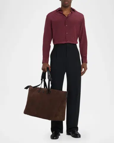 Moncler Men's Carlo Suede Leather-Trim Weekender Duffel Bag | Thumbnail 5