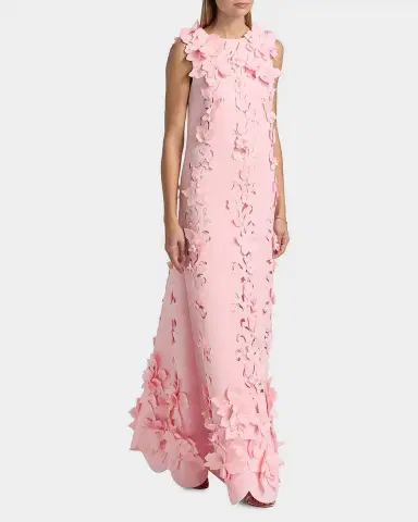 Badgley Mischka Sleeveless Cutout Floral Applique Gown | Thumbnail 2 Badgley Mischka Sleeveless Cutout Floral Applique Gown | Thumbnail 2