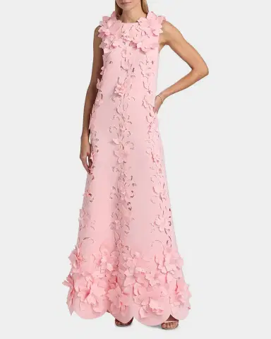 Badgley Mischka Sleeveless Cutout Floral Applique Gown | Thumbnail 4 Badgley Mischka Sleeveless Cutout Floral Applique Gown | Thumbnail 4