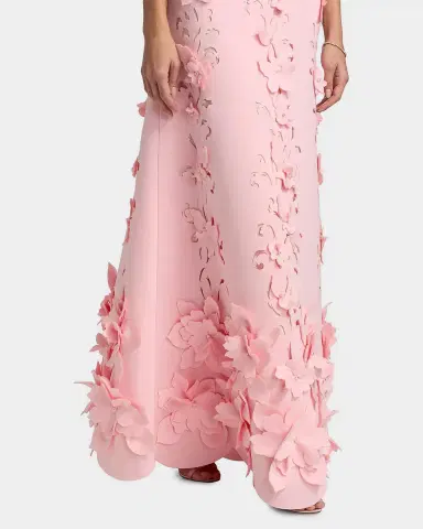 Badgley Mischka Sleeveless Cutout Floral Applique Gown | Thumbnail 5 Badgley Mischka Sleeveless Cutout Floral Applique Gown | Thumbnail 5