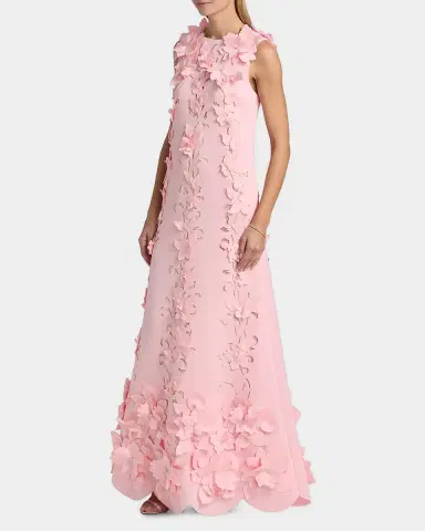 Badgley Mischka Sleeveless Cutout Floral Applique Gown | Thumbnail 7 Badgley Mischka Sleeveless Cutout Floral Applique Gown | Thumbnail 7