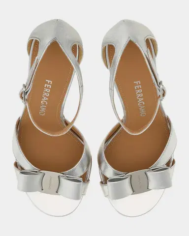 Ferragamo 95mm Roxy Metallic Leather Bow Sandals | Thumbnail 4 Ferragamo 95mm Roxy Metallic Leather Bow Sandals | Thumbnail 4