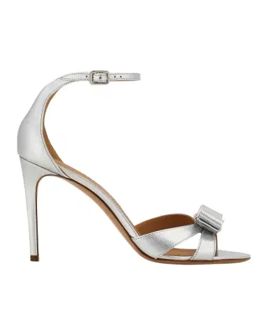 Ferragamo 95mm Roxy Metallic Leather Bow Sandals | Thumbnail 1 Ferragamo 95mm Roxy Metallic Leather Bow Sandals | Thumbnail 1
