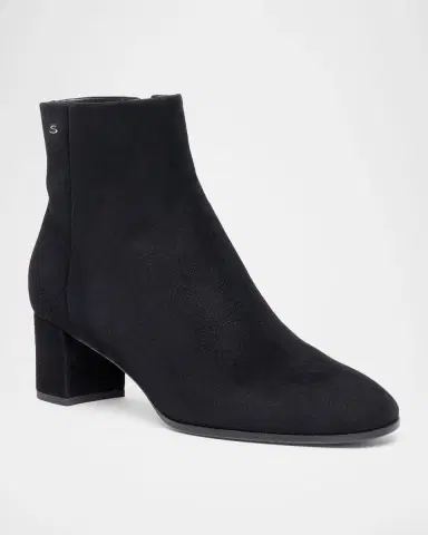 Santoni Suede Block-Heel Ankle Booties | Thumbnail 3
