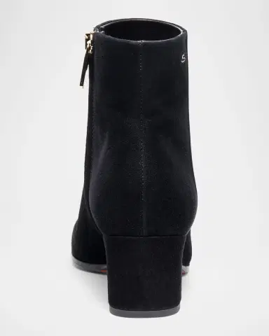 Santoni Suede Block-Heel Ankle Booties | Thumbnail 4