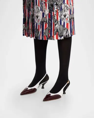 Thom Browne 50mm Brogue Leather Slingback Pumps | Thumbnail 2