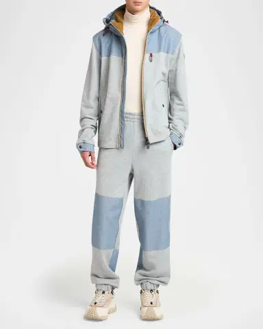 Moncler Men's Color Block Cotton Denim Sweatpants | Thumbnail 2 Moncler Men's Color Block Cotton Denim Sweatpants | Thumbnail 2