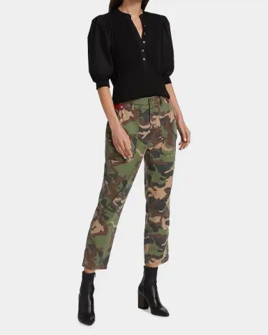 Veronica Beard Coralee Puff Sleeve Button-Front Top | Thumbnail 2