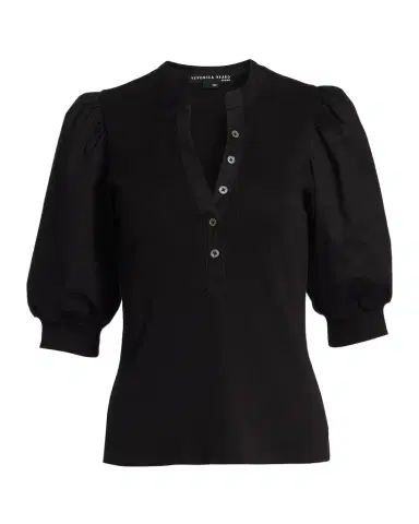 Veronica Beard Coralee Puff Sleeve Button-Front Top | Thumbnail 1