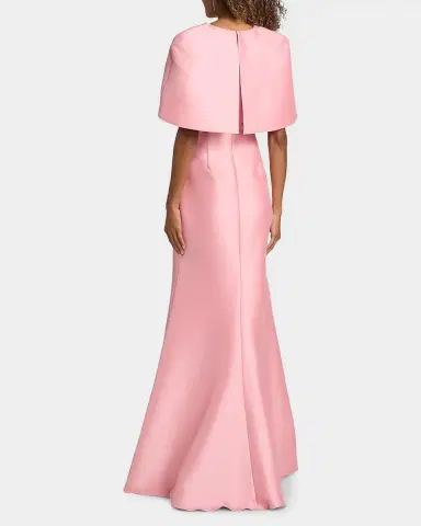Badgley Mischka Square-Neck Mikado Capelet Trumpet Gown | Thumbnail 3 Badgley Mischka Square-Neck Mikado Capelet Trumpet Gown | Thumbnail 3