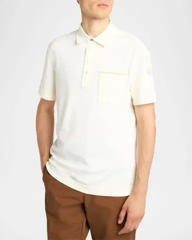 Moncler Men's Short-Sleeve Cotton Pique Polo Shirt | Thumbnail 4 Moncler Men's Short-Sleeve Cotton Pique Polo Shirt | Thumbnail 4