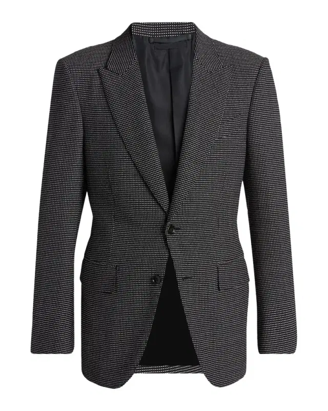TOM FORD Men 's Wool Jacquard Polka Dot Sport Coat
