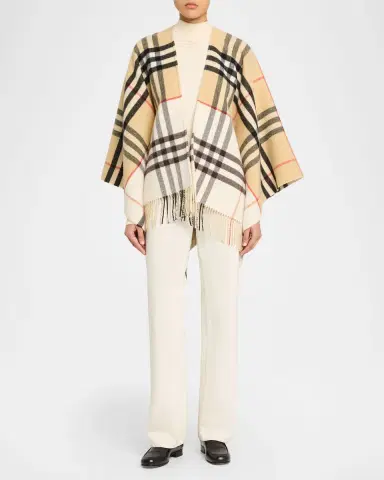 Burberry Contrast Check Cashmere-Wool Cape | Thumbnail 2