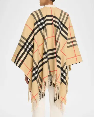 Burberry Contrast Check Cashmere-Wool Cape | Thumbnail 3