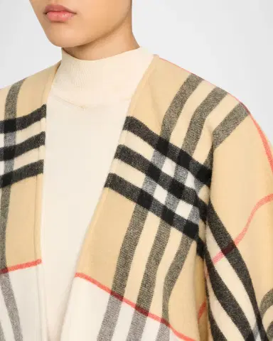 Burberry Contrast Check Cashmere-Wool Cape | Thumbnail 5