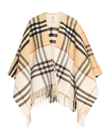 Burberry Contrast Check Cashmere-Wool Cape | Thumbnail 1