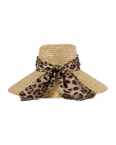 Eugenia Kim Mirabel Animal-Print Bow Straw Hat | Thumbnail 1