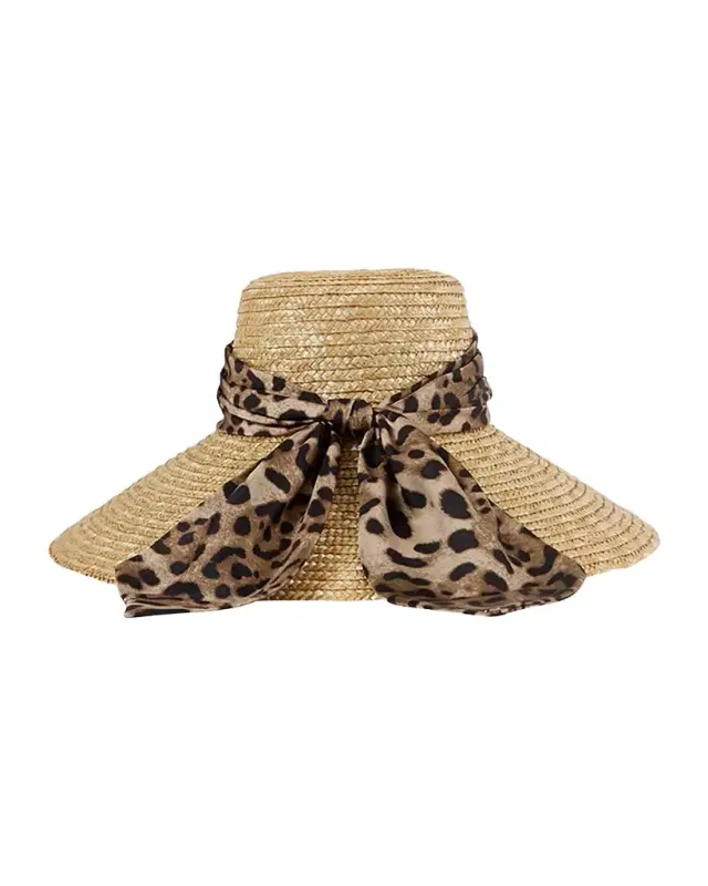 Eugenia Kim Mirabel Animal-Print Bow Straw Hat