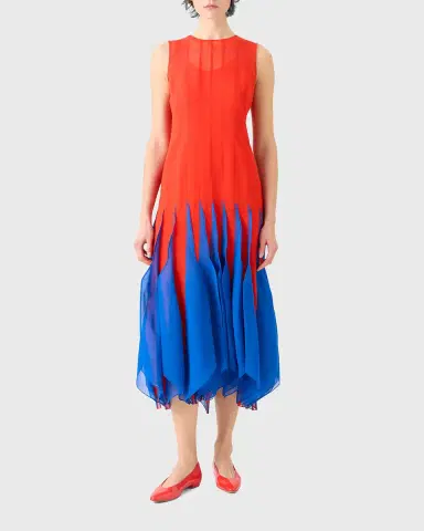 Akris Sleeveless Panama Silk Organza Seamed Midi Dress | Thumbnail 2