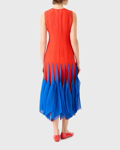 Akris Sleeveless Panama Silk Organza Seamed Midi Dress | Thumbnail 3