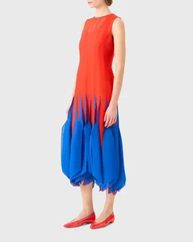 Akris Sleeveless Panama Silk Organza Seamed Midi Dress | Thumbnail 4