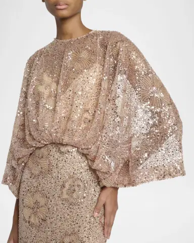Elie Saab Semi-Sheer Sequin Embroidered Mesh Dress | Thumbnail 5 Elie Saab Semi-Sheer Sequin Embroidered Mesh Dress | Thumbnail 5