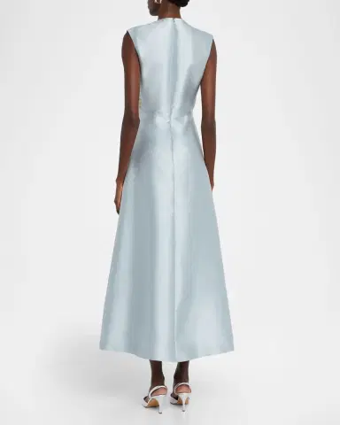 Reem Acra Petals, Spice, and Whispers of Plumage Embroidered Satin Dress | Thumbnail 3 Reem Acra Petals, Spice, and Whispers of Plumage Embroidered Satin Dress | Thumbnail 3