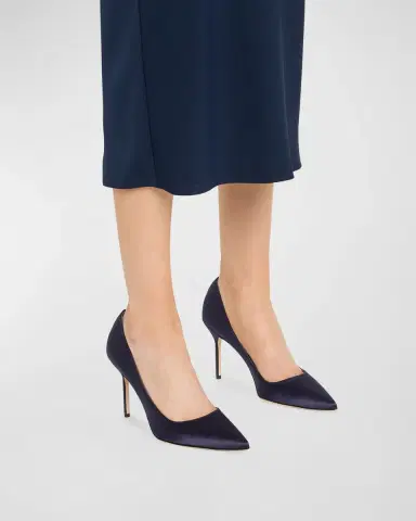 Manolo Blahnik BB 90mm Satin Pumps | Thumbnail 2 Manolo Blahnik BB 90mm Satin Pumps | Thumbnail 2