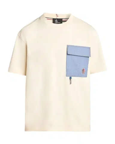 Moncler Grenoble Men's Denim Pocket Cotton T-Shirt with Clip | Thumbnail 1 Moncler Grenoble Men's Denim Pocket Cotton T-Shirt with Clip | Thumbnail 1