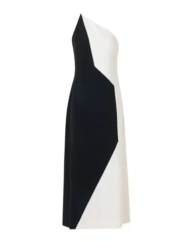 Akris High Plains Patchwork Crepe One-Shoulder Midi Dress | Thumbnail 1 Akris High Plains Patchwork Crepe One-Shoulder Midi Dress | Thumbnail 1