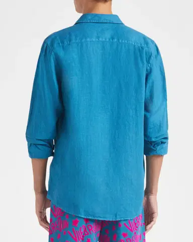 Vilebrequin Men 's Caroubis Solid Linen Sport Shirt | Thumbnail 3 Vilebrequin Men 's Caroubis Solid Linen Sport Shirt | Thumbnail 3