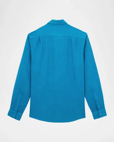 Vilebrequin Men 's Caroubis Solid Linen Sport Shirt | Thumbnail 4 Vilebrequin Men 's Caroubis Solid Linen Sport Shirt | Thumbnail 4