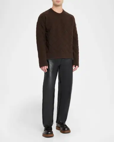 Bottega Veneta Men 's Intrecciato Wool Knit Crewneck Sweater | Thumbnail 2