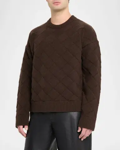 Bottega Veneta Men 's Intrecciato Wool Knit Crewneck Sweater | Thumbnail 4