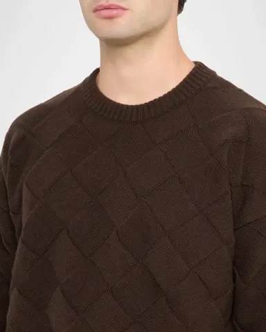 Bottega Veneta Men 's Intrecciato Wool Knit Crewneck Sweater | Thumbnail 5