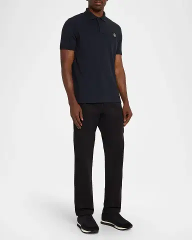 Stone Island Men's Cotton-Stretch Compass Badge Polo Shirt | Thumbnail 2 Stone Island Men's Cotton-Stretch Compass Badge Polo Shirt | Thumbnail 2