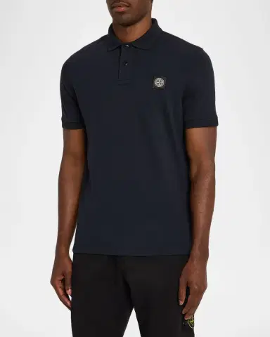 Stone Island Men's Cotton-Stretch Compass Badge Polo Shirt | Thumbnail 4 Stone Island Men's Cotton-Stretch Compass Badge Polo Shirt | Thumbnail 4
