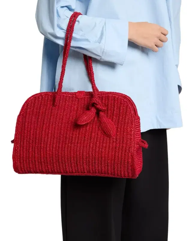 Jacquemus Le Turismo Raffia Top-Handle Bowler Bag