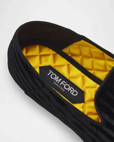 Tom Ford Men's Striped Velvet Loafers | Thumbnail 3 Tom Ford Men's Striped Velvet Loafers | Thumbnail 3