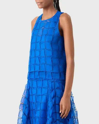 Akris Embroidered Organza Sleeveless Blouse | Thumbnail 4 Akris Embroidered Organza Sleeveless Blouse | Thumbnail 4