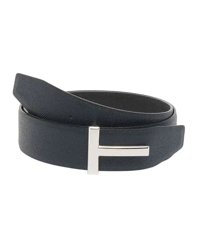 TOM FORD Men 's Signature T Reversible Leather Belt