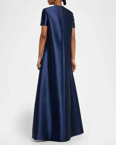 Reem Acra Floral-Print Satin Faille Long Kaftan Gown | Thumbnail 3 Reem Acra Floral-Print Satin Faille Long Kaftan Gown | Thumbnail 3