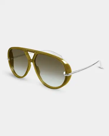 Bottega Veneta 63mm Acetate & metal Aviator Sunglasses | Thumbnail 2