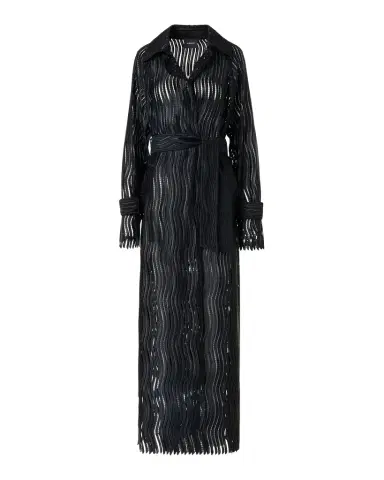 Akris Wave Embroidered Single-Breasted Long Coat | Thumbnail 1 Akris Wave Embroidered Single-Breasted Long Coat | Thumbnail 1