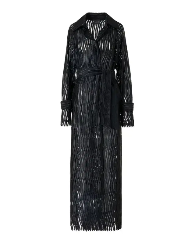 Akris Wave Embroidered Single-Breasted Long Coat
