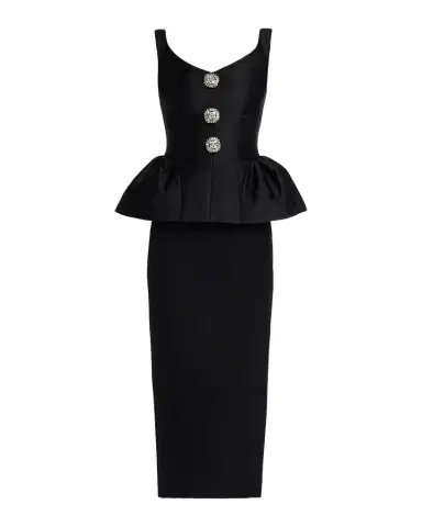 Roland Mouret Crystal Button-Front Sleeveless Peplum Midi Dress | Thumbnail 1