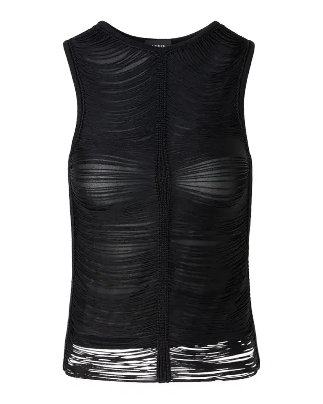 Trapezoid Embroidered Sleeveless Blouse