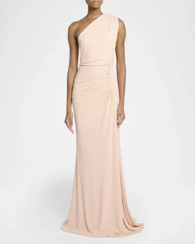 Elie Saab One-Shoulder Ruched Jersey Gown | Thumbnail 2 Elie Saab One-Shoulder Ruched Jersey Gown | Thumbnail 2
